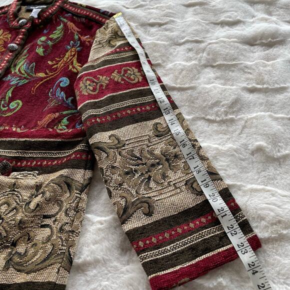 š„Vintage Sag Harbor Boho Floral Tapestry Blazer Jacket Front Button Pockets 12 - Picture 13 of 14